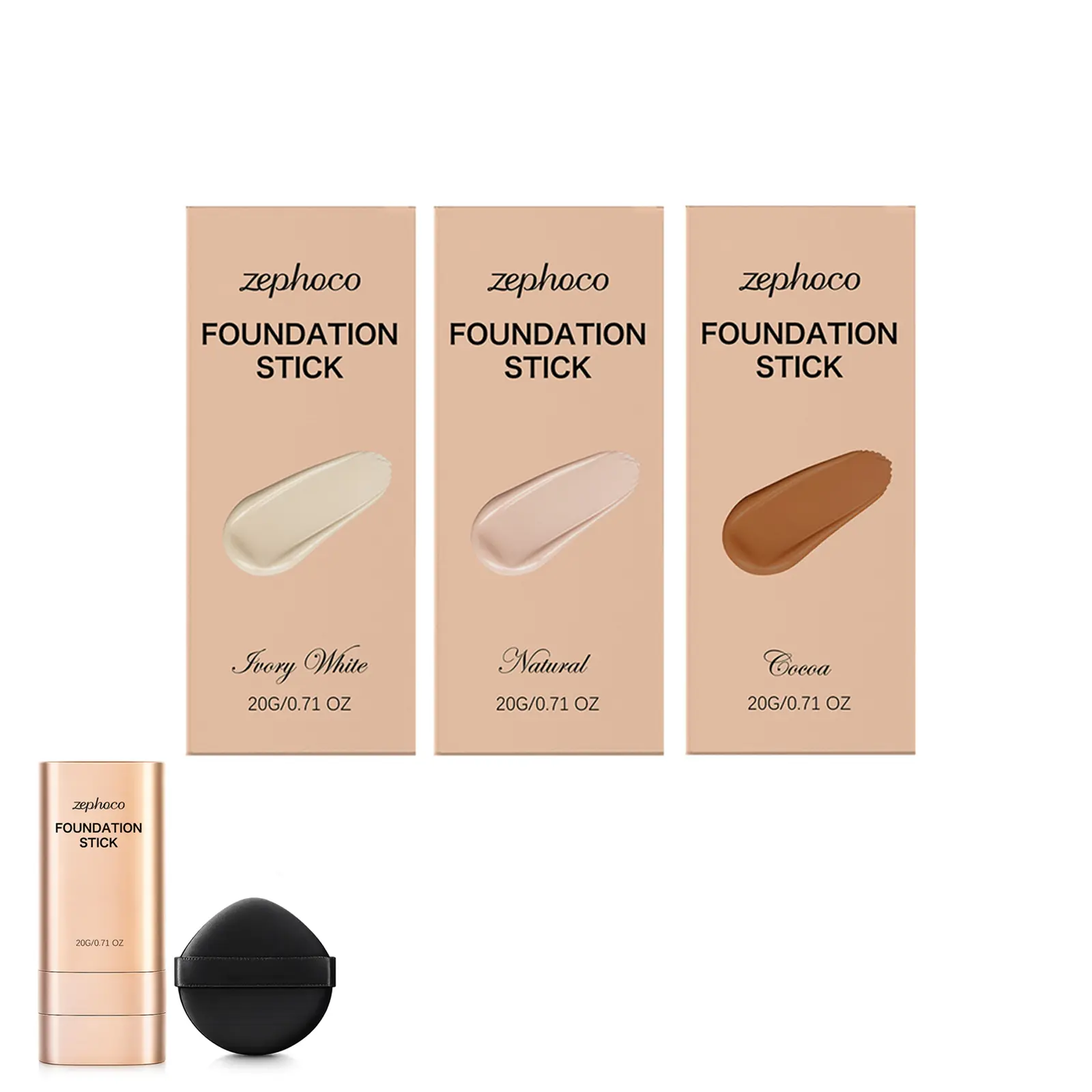 Moisturizing Concealer Stick - Lightweight Foundation Cosmetic, 20g, Silky Non-Sticky Formula, Flawless Coverage, Natural Makeup Finish (No Ca Prop 65 Compliance)