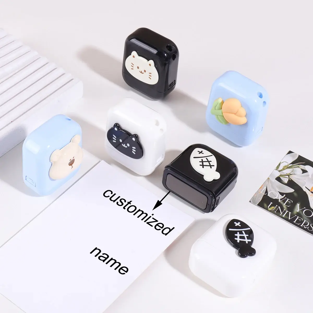 Portable Cartoon Custom Name Stamp, Personalized Name Seal, for Clothing Labeling and Business Signatures, Teacher Rewards