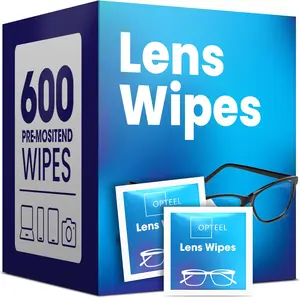 Opteel Lens Wipes for Eyeglasses Pre-moistened Cleaning Wipes 600 Individually Wrapped Scratch-Free Streak-Free for Sunglasses & Camera Lenses Unisex