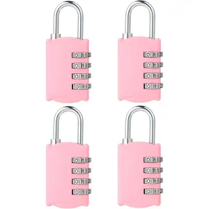 Small Combination Lock for Locker, 4-Digit Mini Combo Lock for Backpack and Luggage, [Sakura Pink] Combination Padlock for School Gym Locker (Pack of 4)