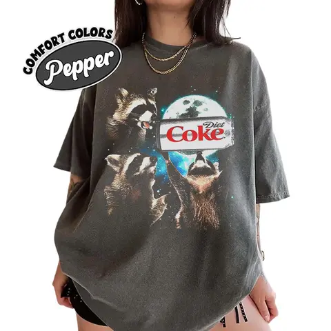 Three Raccoons Diet Coke Vintage Comfort Color T-shirts, Funny Meme Genz Dank Raccoons, Gifts, Unisex Tee, Top Menswear Underwear Crewneck