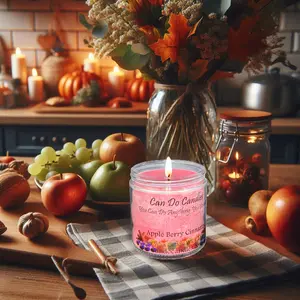Can Do Candies Apple Berry Cinnastix Soy Candle 14 oz Premium Wax Phthalate-Free & Vanillin-Free Scented Candle for Home Decor or Personal Use