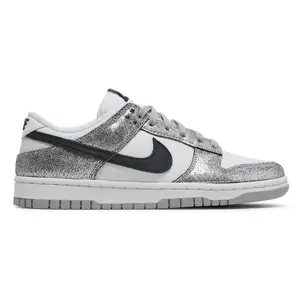 Nike Dunk Low Golden Gals Metallic Silver Women's Shoes DO5882-001 Authentic Comfortable Casual Wear Fashion Black Glitter Unisex Shoe