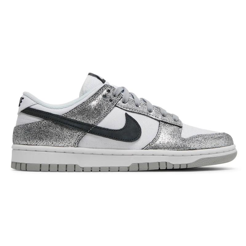 Nike Dunk Low Golden Gals Metallic Silver Women's Shoes DO5882-001 Authentic Comfortable Casual Wear Fashion Black Glitter Unisex Shoe