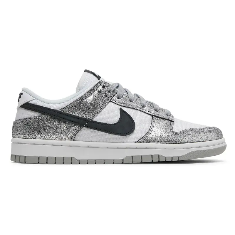 Nike Dunk Low Golden Gals Metallic Silver Women's Shoes DO5882-001 Authentic Comfortable Casual Wear Fashion Black Glitter Unisex Shoe