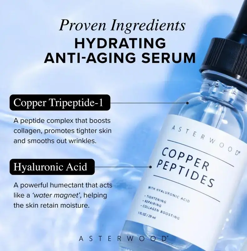ghk-cu collagen support GHK-Cu Anti-Aging Face Serum – Copper Peptides & Hyaluronic Acid for  Firmness, Repair & Collagen Support, Gentle Fragrance-Free Formula