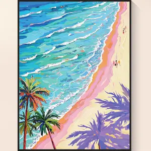 DIY Tropical Seaside Diamond Art, Colorful Beach Scene Design, Sparkling Home Decor, Creative Wall Art Kit, Unique Gift for Vacation Enthusiasts, Relaxing Diamond Painting, Coastal Home Decoration, Paradise - Inspired Art