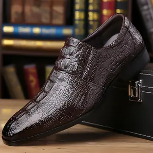Handmade Men’s Croc-Print Slip-On Oxford Shoes  | Comfort & Style for Business, Weddings & Gifts