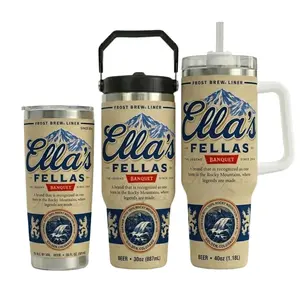 Ella’s Fellas Beer Can Tumbler, Custom Brewery Style Travel Mug, 20oz 30oz 40oz Insulated Tumbler, Beer Lover Gift, Stainless Steel Drinkware