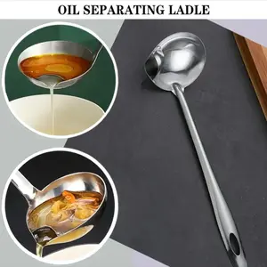 Heavy-Duty Stainless Steel Oil Soup Separator Ladle Heat Resistant Anti-Spill Kitchen Cooking Tool for Efficient Oil Separation Kitchenware