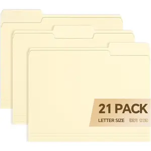 File Folders,21 Pack Manilla Folders 8.5x11,1/3 Cut Tabs Manila File Folders Letter Size for Easy Labeling and Organization,Vanilla Folders  for Documents  School Classroom Office Supplies