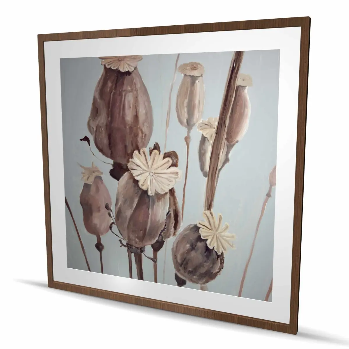 Begin Home Decor C1FM4848UGTRXX 48 x 48 in. Sepia Poppy Head Flowers - Farmhouse Still Life Framed Print Wall Art