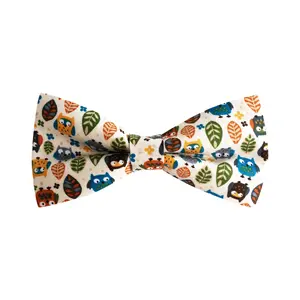 Fall Owls Dog Collar Bow Tie