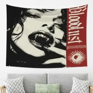A gothic vampire print tapestry with a modern design that is suitable for a living room, bedroom, college dorm room. Home Decor wall decor flags Eye 30*40