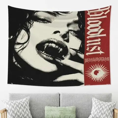 A gothic vampire print tapestry with a modern design that is suitable for a living room, bedroom, college dorm room. Home Decor wall decor flags Eye 30*40