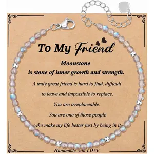 Unique Moonstone Beaded Bracelet for Best Friend - Inspirational Friendship Jewelry Gift for Women, Birthday Christmas Present for Her