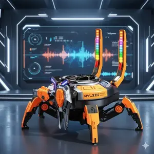 Bluetooth Speaker with LED Mechanical Crab 10W Stereo Bass TWS Pairing 8-Hour Battery Life Outdoor Party Speaker