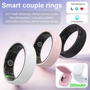 Smart Couple Ring Bluetooth Connection Multiple Sports Modes Pedometer Fitness Rings Heart Rate Sleep Monitoring 5ATM Waterproof