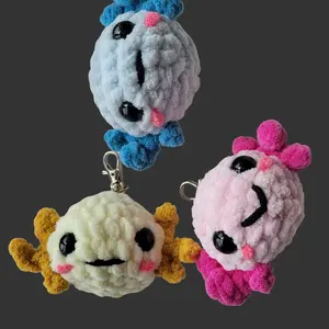 Crochet Axolotl Keychain – Handmade Amigurumi Backpack plush charm