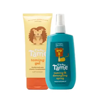 T is for Tame Kids Hair Gel & Detangling Spray Bundle – Natural, Organic, Vegan Hair Care for Babies & Toddlers – Frizz Control, Detangles & Styles