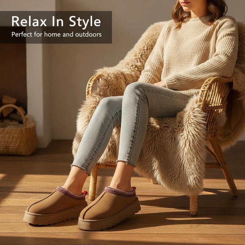 Women's Fuzzy Slippers Genuine Suede Leather Mini Boots Mens Fur Lining Winter Mules Cozy Warm Shoes for Indoor Outdoor thick flat slipper trending shoes womens sneakers cute shoes