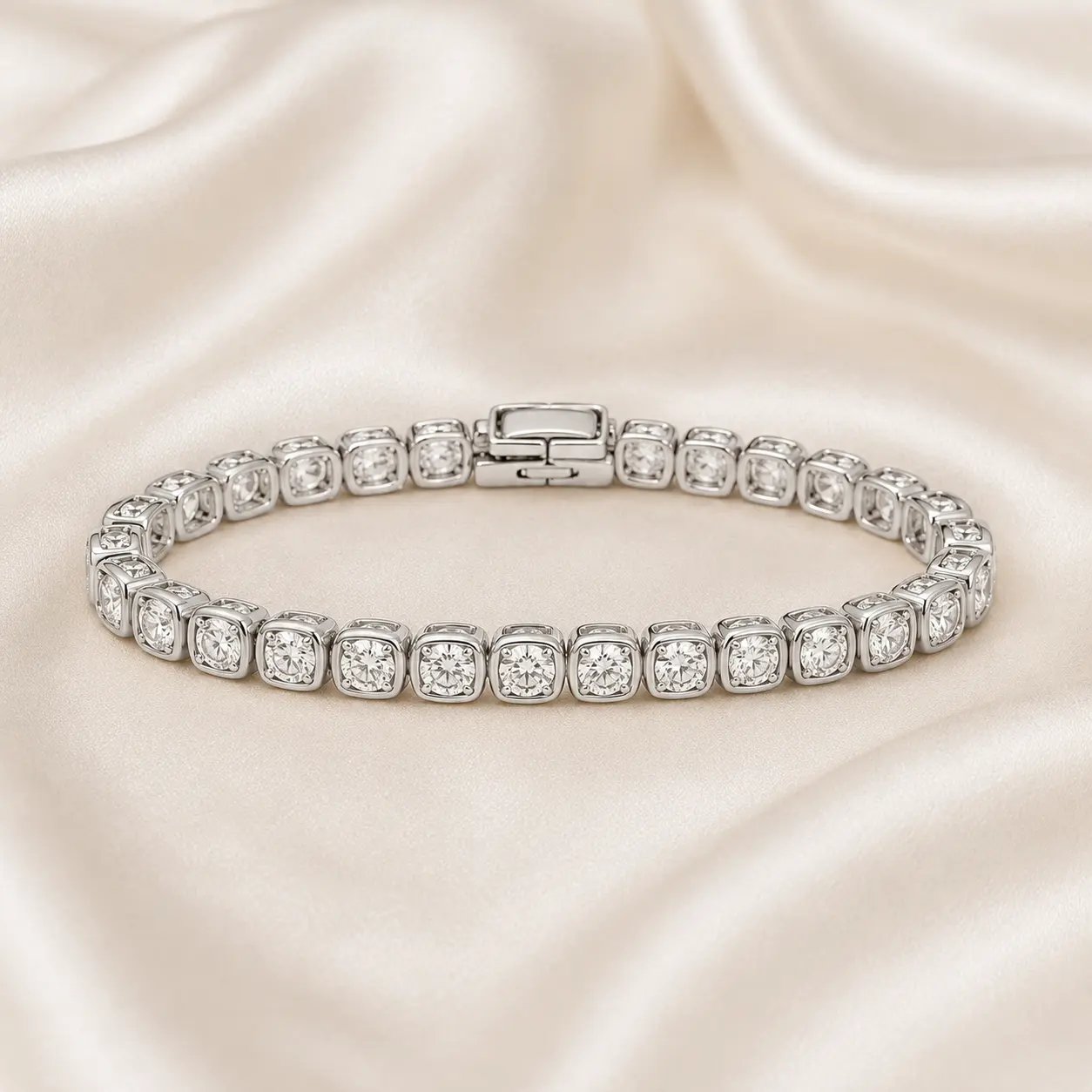 Cushion Cut Bezel Tennis Bracelet