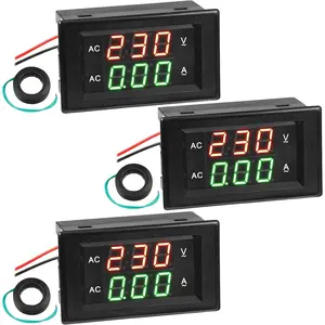 Volt Amp Meter 500V 200A Voltmeter Voltage and Current Meter Digital Dual Display, 0.39 Inches LED 2 in 1 Multimeter, 2 Wire Voltage Amperage Tester Gauge with Current Transformer (3 Pieces)