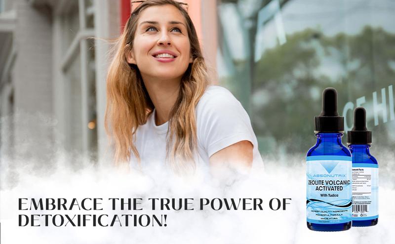 Absonutrix Zeolite Volcanic Activated with Tudca 390 mg Liquid 4 Oz 302 Servings Made in USA Non-GMO GMP Certified Cruelty-Free Quick Absorption Supplement