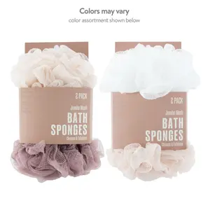 HOT Mesh Bath Sponges Jumbo Shower Pouf Set Multicolor Body Scrubber 2 Pack for Gentle Exfoliation and Refreshing Shower Experience