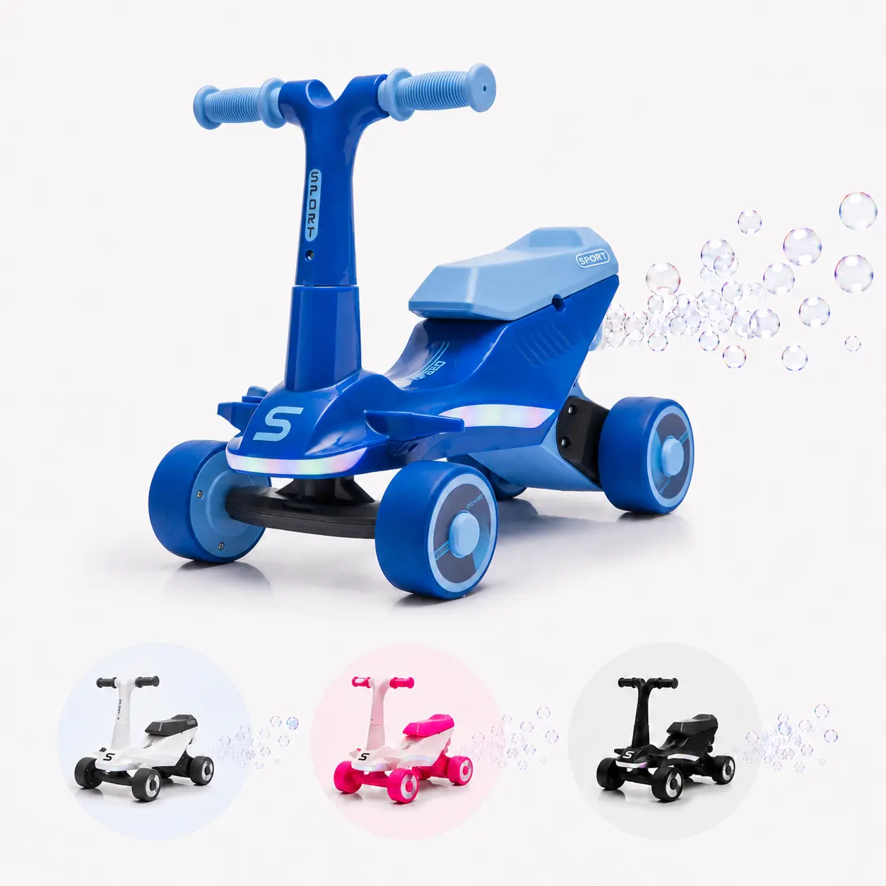 #tiktokshopsummersale 2 In 1 Toddler Ride On Toy with Bubble Machine, 6V Electric Baby Balance Bike, Music, Lights and Vibration Sound, Indoor Outdoor Sliding Car for 2 to 4 Year Olds, Ideal Holiday Gift