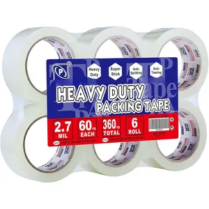 Heavy Duty acking Tae 6 Rolls, Total 360Y, Clear, 2.7 mil, 1.88 inch x 60 Yards, Ultra , Refill for ackaging and Shiing