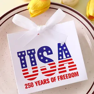 Mini Gift Boxes with Blue Usa Pattern, Independence Day Festival Gifts, Star Stripes Design, Limited Edition, Holiday Snack Packs