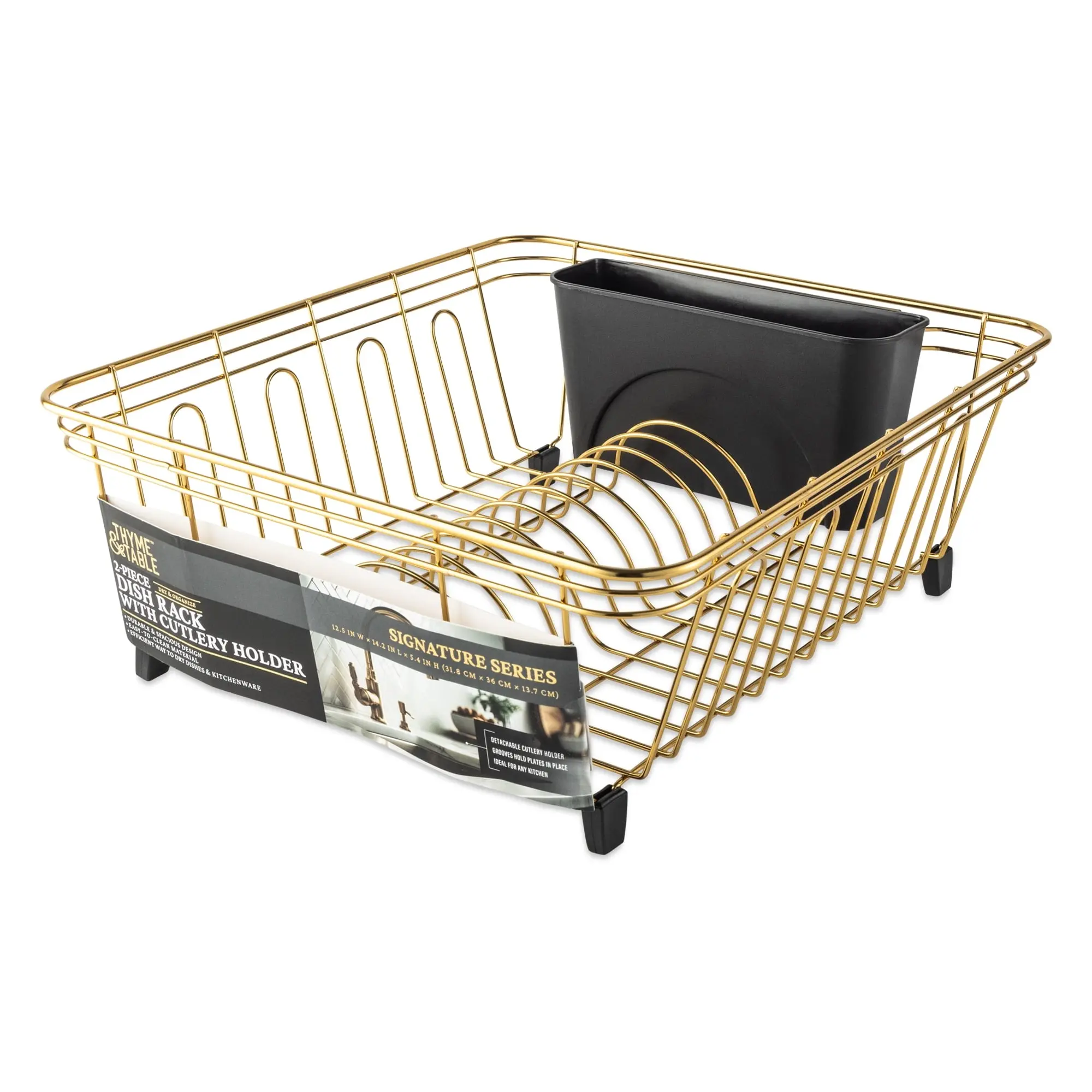 Thyme & Table Stainless Steel Dish Rack with Caddy, Gold - TikTok Shop
