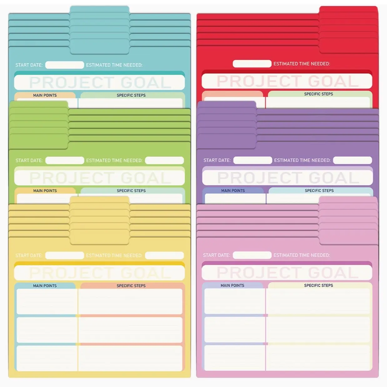 30 Pack Project File Folders, File Folders Letter Size with Tabs, Colored File Folders, Manila, 6 Assorted Colors, 11.5x9.5inch, 1/3 Cut, for Students, Office Supplies