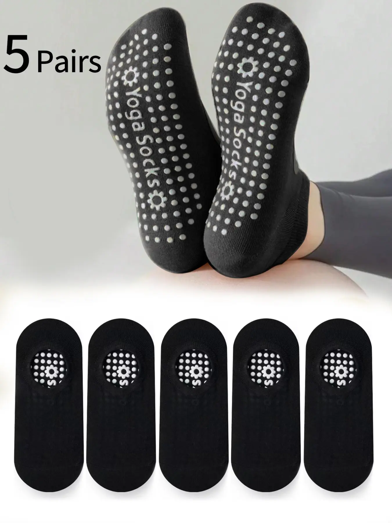 Women's Yoga Socks, Athletic Socks, Anti Slip Socks, Non-Slip Silicone Grip, Low Top, Solid Color, Ideal for Indoor Fitness, Dance, Gym, Pilates, Trampoline, Ballet
