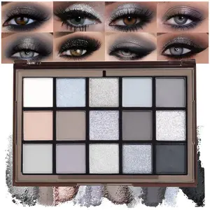 16 Colors Green Olive Matte Shimmer Eyeshadow Palette for Eye Makeup,High Pigmented White Gray Eye Shadow Primers Powder Palet de sombras de ojos
