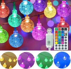 50FT 100LED Color Changing Globe String Lights, USB Powered With Remote Control, Hanging Fairy Lights For Bedroom Classroom Camping Tent Indoor Decor