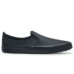 Shoes for Crews Ollie II, Men's, Women's, Unisex Slip Resistant Work Shoes, Water Resistant Slip-On Sneakers, Black Leather - New 100% - Flash sale 2026!!