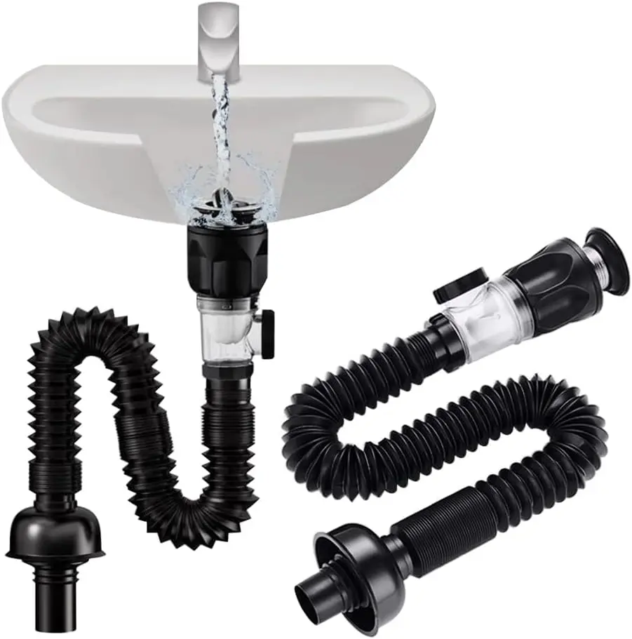 Sink Drain Kit with P-Trap Pipe Sink Drain Pipe| for 1-1/4" and 1-1/2" Hole, No Leakage, Anti-Odor, Easy Installation,