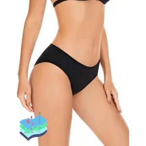 Period Swimwear Leakproof Bikini Brief Bottoms Waterproof Menstrual Swim Bottoms for Teens, Girls, Women
