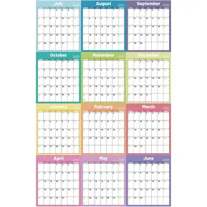 2025-2026 Yearly Wall Calendar, Jul 2025 - Jun 2026,34.8" x 22.8" Large Vertical Yearly Wall  Calendar with Holidays and Festivals, Thick Paper Calendar 12 Month Annual Planner (2025 BOHO)