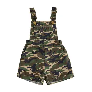 Kids Toddler Baby Girl Boys Camouflage Overalls Shorts Sleeveless Shorts Jumpsuits with Pockets Summer Hunting Clothes