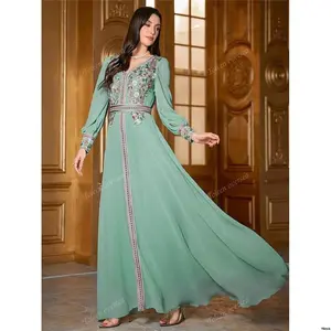 sFloralEmbroideryPatchworkRibbonArabicDress Women