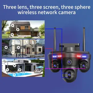 400w HD Four Lens Camera, Full Color Night Vision, Waterproof Dustproof Outdoor Surveillance, Ai Tracking Alarm, 4K CCTV Camera, Wifi Camera, Outdoor Security Camera