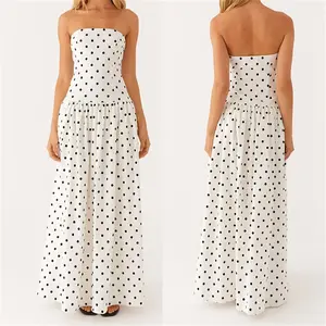 Women’s Strapless Summer Maxi Dress – Sleeveless Tube Style with Stylish Polka Dot or Floral Print