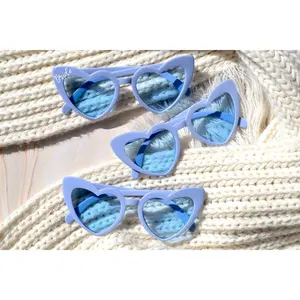 Last Toast on the Coast Dusty Blue Heart Sunglasses – Hamptons & Coastal Bachelorette Party Favor
