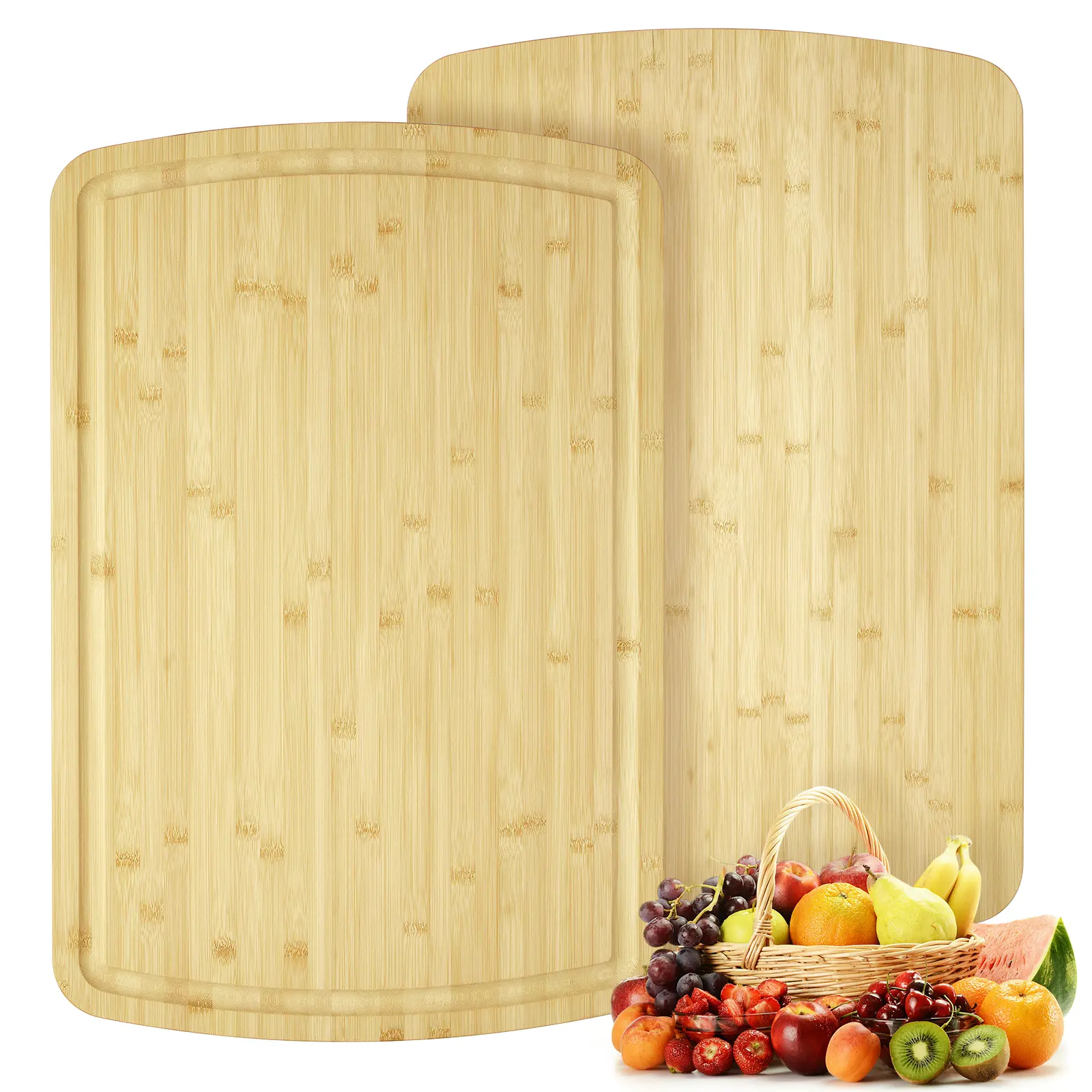 Extra Large Bamboo Cutting Board, 30 x 20 Inch Wooden Chopping Board for Kitchen, Butcher Block with Juice Groove and Handles