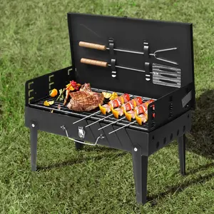 Portable Suitcase Charcoal Grill - Mini Grill - Small Tabletop Charcoal Grill for Camping, Outdoor Cooking - Collapsible Camping Grill for Picnic, Tailgating and Backyard BBQfor Camping, Tailgating