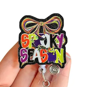 Glitter My Badge Halloween badge reel for nurse and hospital workers. Badge clip Badge pull - Retractable swivel clip with a 360 rotation. Great gift for coworker.