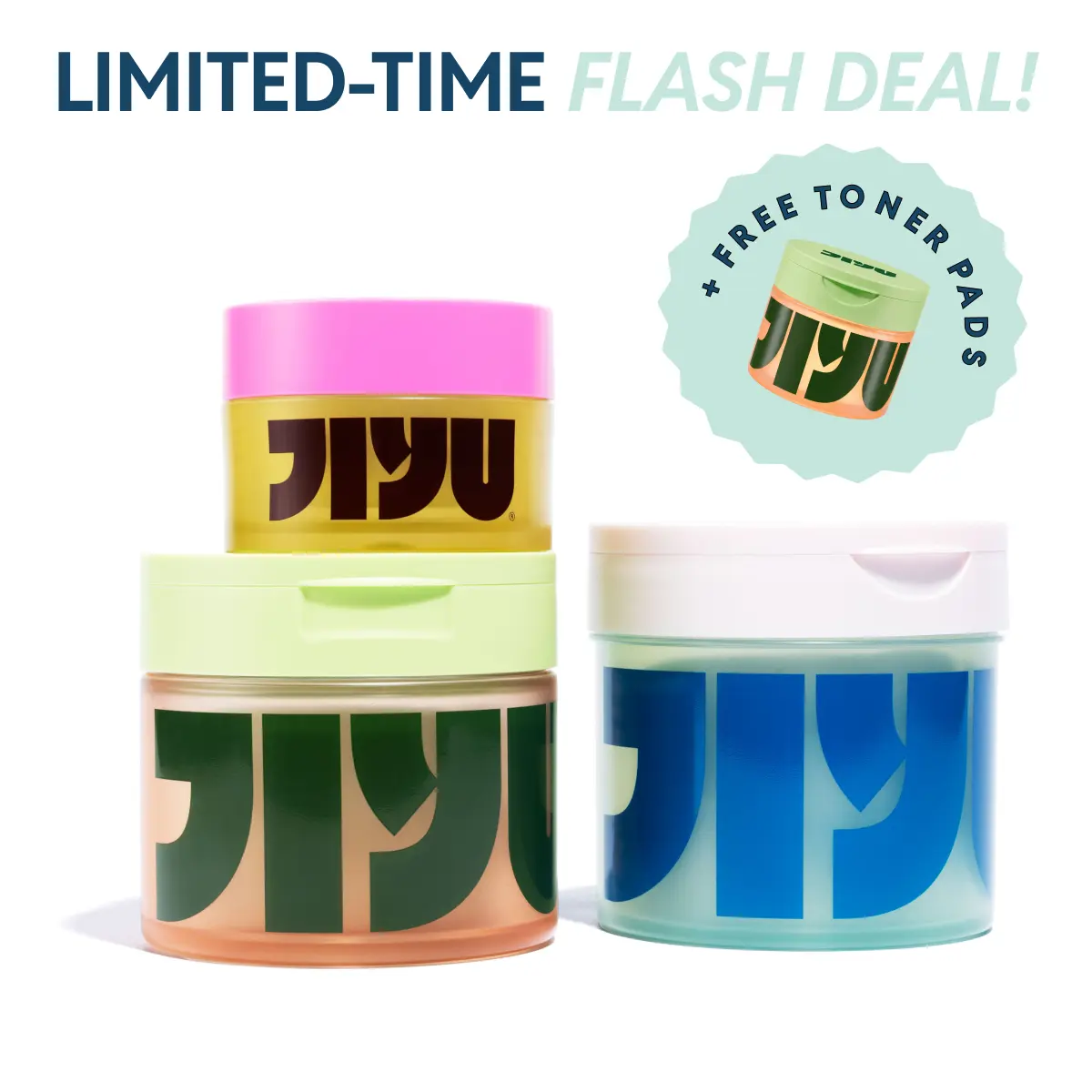 NEW! JIYU Heal & Seal Trio - Cleansing Polish Pads + Toner Pads + NAD+ Anti-Aging Moisturizing Cream for Dark Spots, Fine Lines, Texture & Dryness with Snail Mucin, AHA BHA PHA Complex, NAD+, Ceramide NP, Hyaluronic Acid & Niacinamide